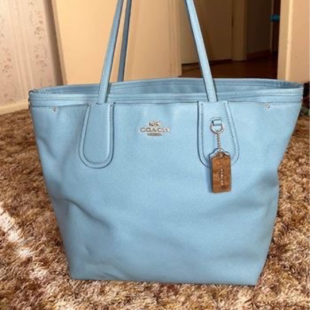 Leather coach diaper bag